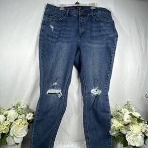 Judy Blue Mid Rise Tummy Control Destroyed Skinny Magnolia Jean 19971 Women's 18